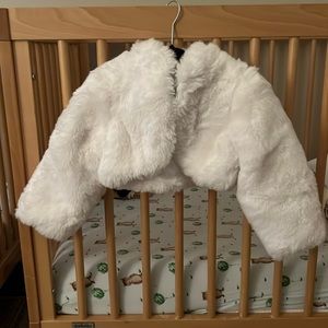 White faux fur bolo jacket